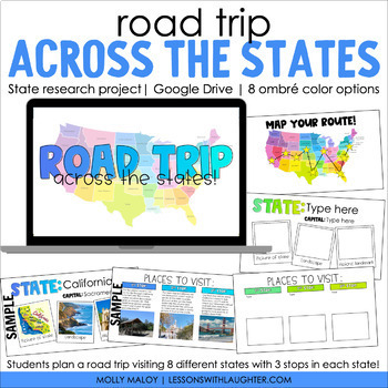 Preview of Road Trip Across the 50 States Research Project | Google Slides State Report