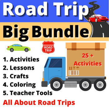 Preview of Road Trip Activity Resources Big Bundle Car Lessons Games Travel Summer Kids