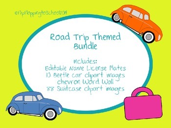 Preview of Road Trip Bundle License Plate Luggage Beetle Clipart