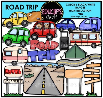 Preview of Road Trip Clip Art Set {Educlips Clipart}