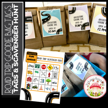 Preview of Road Trip/Field Trip Goodie Bag Tags & Road Trip Scavenger Hunt Activity Page