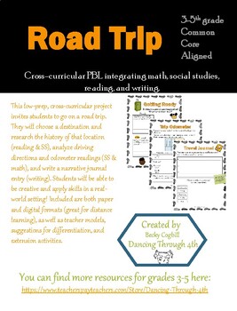Preview of Road Trip Math, Reading, Writing, SS PBL/ Distance Learning