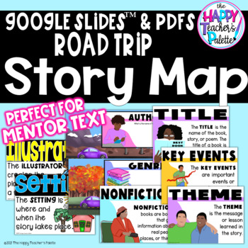 Preview of Road Trip Story Map Mentor Text for GOOGLE Slides™ PDF Bulletin Board
