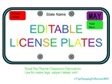 Road Trip Theme Editable License Plates for Names and Subjects