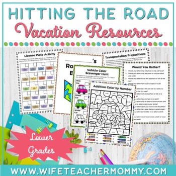 Preview of Road Trip Vacation Binder Lower Grades 