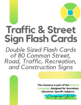 Preview of Printable Road, Street, & Traffic Flashcards for Drivers Ed - 80 Flashcards