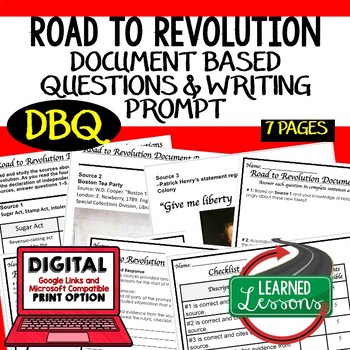 Preview of Road to American Revolution DBQ (Document Based Questions) Paper and Google