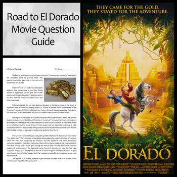 Preview of Road to El Dorado Movie Question Guide and Reading