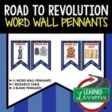 Road to Revolution Word Wall Pennants, US History Word Wall