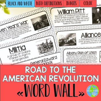 Preview of Road to the American Revolution Word Wall - Black and White