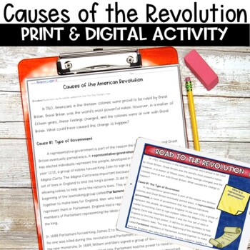 Preview of Causes of the American Revolution Activity