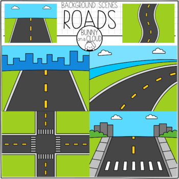 Roads Background Scenes by Bunny On A Cloud by Bunny On A Cloud | TPT