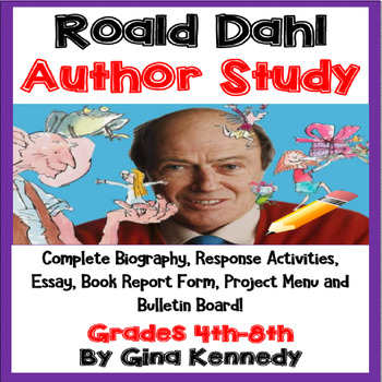 Preview of Roald Dahl Author Study, Biography, Reading Response Activities, Projects, More!