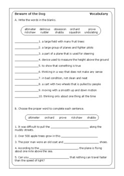 Roald Dahl Beware Of The Dog Worksheets By Peter D Tpt