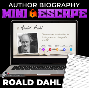 Preview of Roald Dahl Biography Mini-Escape -Middle School ELA Author Biography Interactive