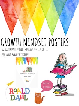 Preview of Roald Dahl Growth Mindset Inspirational Posters Class Decor