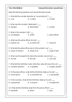 Roald Dahl "The Hitchhiker" worksheets by Peter D | TpT