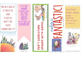 Preview of Roald Dahl character themed bookmarks BFG, Willy Wonka, The Twits