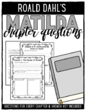 Roald Dahl's Matilda Chapter Questions Booklet