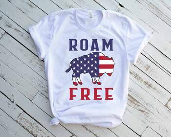 Preview of Roam Free Bison SVG heifer usa flag american flag independence day 1406s