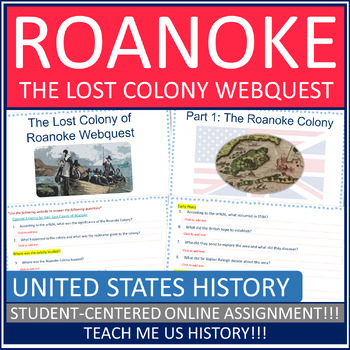 Preview of Roanoke, Lost Colony United States History Webquest Google Slides or Printable