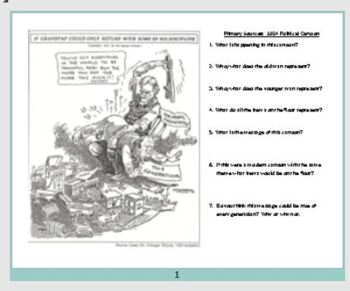 Preview of Roaring 1920s- Spending Political Cartoon + Questions version2
