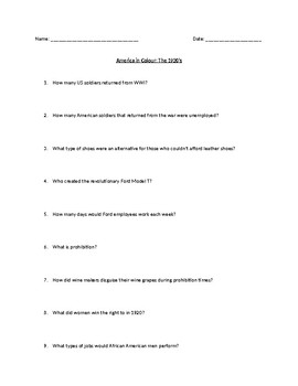 Preview of Roaring 20's Movie Questions
