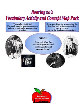 Preview of Roaring 20's Vocabulary Activity and Concept Map Pack