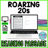 Roaring 20s DIGITAL Reading Passage & Questions Self Grading