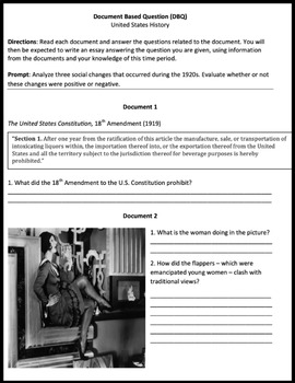 document based question essay the roaring 20s answer key