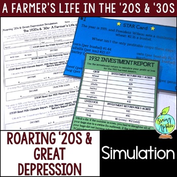 Preview of Roaring '20s & Great Depression Simulation Life of a Farmer Activity