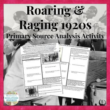 Preview of Roaring 20s Popular Culture U.S. History Primary Source Analysis Handouts