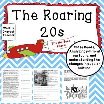 Preview of Roaring 20s: Primary Sources, Close Reads, Analyzing Political Cartoons