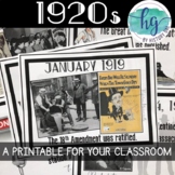 Roaring '20s Timeline Printable for Bulletin Boards and Hi