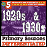 Roaring 20s and 1930s Primary Sources: 5 DIFFERENTIATED Pr