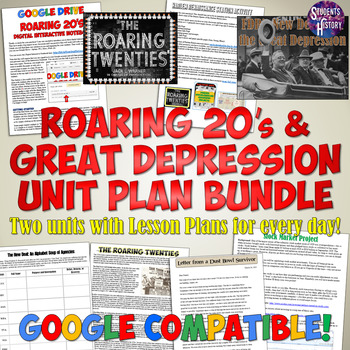 Preview of Roaring 20's & Great Depression Unit Bundle: Activities, Projects, & Lessons