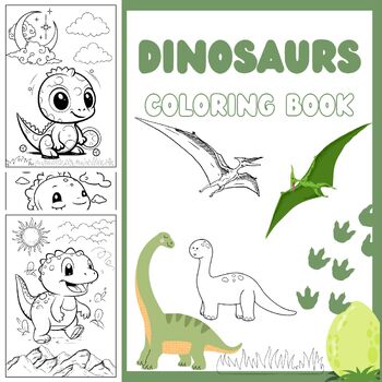 Preview of Roaring Dinos: 9 Exciting Dinosaur Coloring Pages for Kids