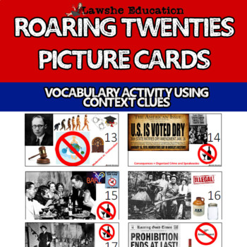 Preview of Roaring Twenties 1920s Picture Card Task Cards Vocabulary Activity The Jazz Age