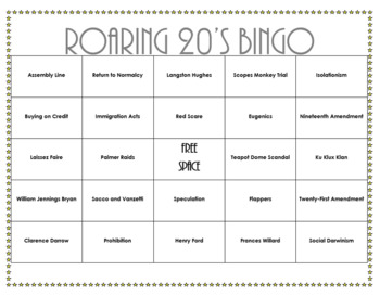 Roaring Twenties Bingo