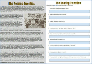 Roaring Twenties Reading Worksheet by Students of History | TpT