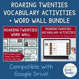 Roaring Twenties Vocabulary Activity Set and Word Wall Bun