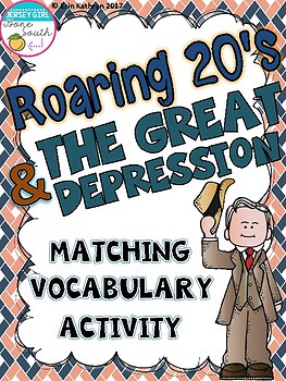 Preview of Roaring Twenties and The Great Depression Matching Vocabulary Activity (20's)