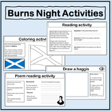 Robert Burns Night Activity Worksheets (reading comprehens