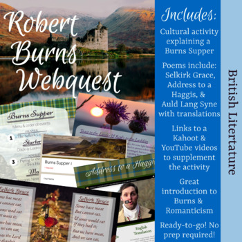 Preview of Robert Burns profile - Introduction to Burns & his poetry: Burns Supper Webquest