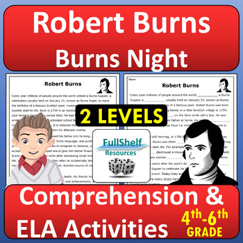 Preview of Robert Burns and Burns Night January Reading Comprehension and Activities
