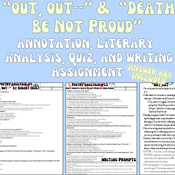 Preview of Robert Frost & John Donne Poetry Analysis, Quiz and Writing Prompts (and key)