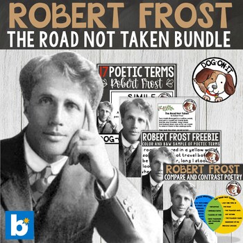 Preview of Robert Frost Poetry Analysis Road Not Taken Boom Cards Bundle