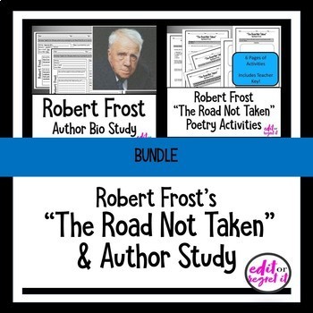 Preview of Robert Frost "The Road Not Taken" and Author Study Bundle