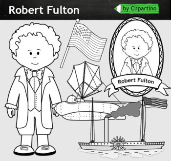 Preview of Robert Fulton clipart BW - inventors Clip Art