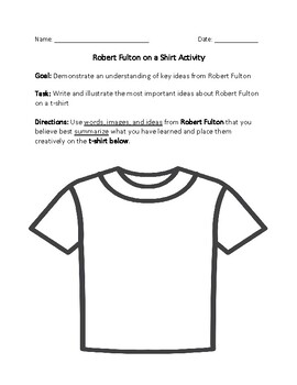 Robert Fulton on a Shirt Activity by Jwood Education | TPT